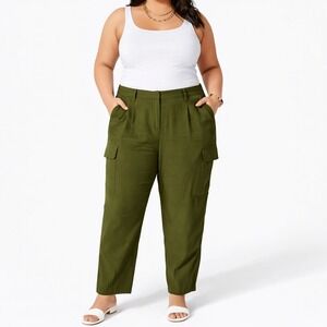 A‎ New Day Cargo Pants Olive Green Women's Size 14 High Rise Utility Trousers